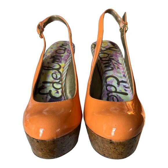 Sam Edelman Mallory Cork Wedge orange slingback size 7.5 - Picture 5 of 13